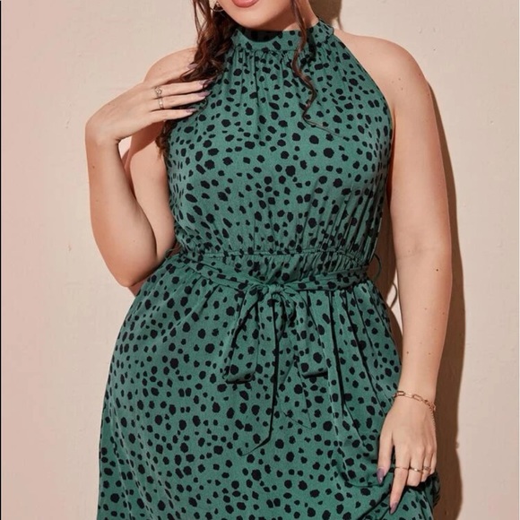 Boho Plus Size Print Halter Maxi Dress Blue - Picture 7 of 11